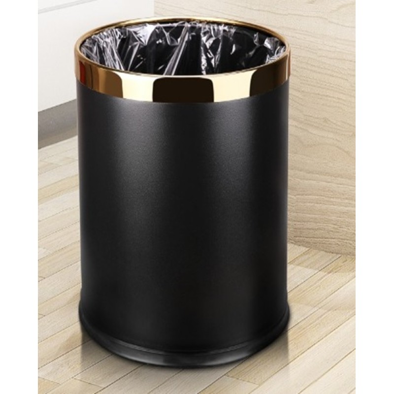 Καλάθι Απορριμμάτων Δωματίου c_10938 Φ22x25Υcm 10lt Διπλό Τοίχωμα σε Μαύρο/Bronze Χρώμα OLYMPIA