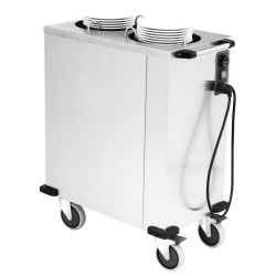 M0118X Τροχήλατο ανοξείδωτο dispenser πιάτων διπλό θερμαινόμενο