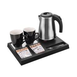 Δίσκος Καλωσορίσματος HT02-1002 24x36,3x3,3Υcm με Βραστήρα 0,8lt Inox 220/240V 50/60Hz 1200W και 2 Κούπες σε Μαύρο Χρώμα Olympia