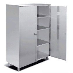 Ντουλάπα AD-136-2 Neutral 120x60x185cm Inox με Ανοιγόμενες Πόρτες, 3 Ράφια & Κλειδαριά ARTSTEEL