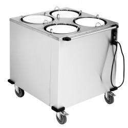 M0138X Τροχήλατο ανοξείδωτο dispenser πιάτων τετραπλό θερμαινόμενο