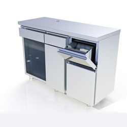 Ερμάριο Καφέ AK-147-K Coffee Station 141x70x105cm με Ανοιγόμενες Πόρτες, 3 Συρτάρια & Θέση Παγωμηχανής / Πλυντηρίου ARTSTEEL
