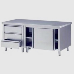 Ερμάριο AR-097-3D Neutral 90x70x87cm Inox με Συρόμενες Πόρτες & 3 Συρτάρια ARTSTEEL