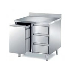 Ερμάριο AR-097-3DB Neutral 94x70x87cm Inox με Αμπάρι & 3 Συρτάρια ARTSTEEL