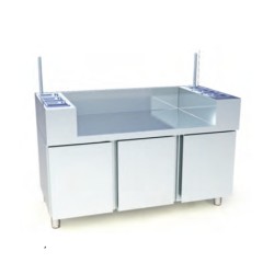 Ερμάριο Κρέπας AR-147-J Neutral 141x70x115cm Inox με Ανοιγόμενες Πόρτες, Κρύσταλλο Προστασίας & Θήκες GN ARTSTEEL