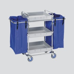 Τρόλεϊ Μεταφοράς Laundry CSH-3 119x56x106cm με 2 Υφασμάτινες Σακούλες & 3 Ράφια για Room Service & Στεγνό Ιματισμό FAGOR