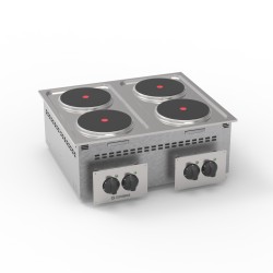 Εστία DPC70E0 Drop-in 70x60x26,6cm 10,4kW 400V 3N Ηλεκτρική με 4 Στρογγυλές Εστίες 22cm TECNOINOX