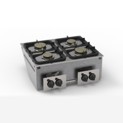 Φλόγιστρο DPCG70G Drop-in 70x60x30,7cm 17kW Αερίου 4 Καυστήρων με Μαντεμένιες Σχάρες Σκευών TECNOINOX