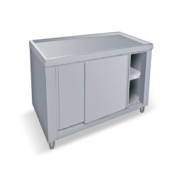 Ψαριέρα EF-120 120x120x90-105cm Ερμάριο Inox με Κλίση, 2 Πόρτες Συρόμενες & 1 Ράφι BAMBAS