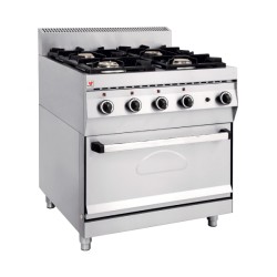 Εστία EL-GAS Σειρά 700 80x70x86cm 27.5kW 230/400V3N Αερίου με 4 Καυστήρες σε Ηλεκτρικό Φούρνο Αέρος NORTH