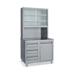 Ερμάριο EP-100 100x70x195cm Inox με Ποτηριέρα, 3 Συρτάρια & Αμπάρι BAMBAS