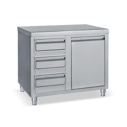 Ερμάριο ESA-100 100x70x85cm Inox με 3 Συρτάρια & Αμπάρι BAMBAS