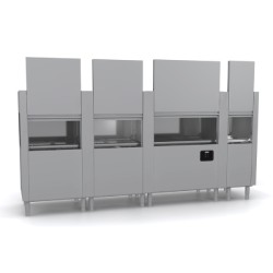 Πλυντήριο Πιάτων Τούνελ EVO501 Evolution 334.8x77x161.5cm 38kW 400V3N για Καλάθι 500x500mm 4 Μονάδες με Πρόπλυση, 1η Πλύση, Πλύση & Break Tank για 320/250/160 Καλάθια/Ώρα KRUPPS