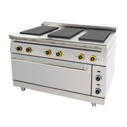 Εστία FC6FEL Σειρά 90 126x90x85cm 25kW Ηλεκτρική με 6 Τετράγωνες Ομοεπίπεδες Εστίες σε Πανοραμικό Φούρνο SERGAS