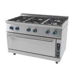Φλόγιστρο FC6FLS7 Σειρά 75 120x75x85cm 69kW Αερίου 6 Καυστήρων με Πανοραμικό Φούρνο SERGAS