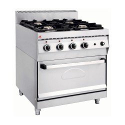 Εστία FGAS-E400 Σειρά 700 80x70x86cm 30.5kW Αερίου με 4 Καυστήρες σε Φούρνο NORTH