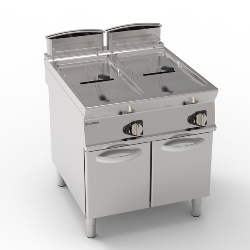 Φριτέζα FR87FG9T Tecno90 80x90x90cm 33kW Αερίου με Εναλλάκτες Θερμότητας & 2 Κάδους 17+17lt σε Κλειστό Ντουλάπι TECNOINOX