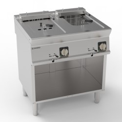 Φριτέζα FR8FE7 Tecno74 80x70x90cm 12kW 380-415V 3N Ηλεκτρική 8+8lt με Ανακλινόμενες Αντιστάσεις σε Ανοιχτό Ντουλάπι TECNOINOX