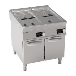 Φριτέζα FRD81FE9 Tecno90 80x90x90cm 40kW 400 3N Ηλεκτρική με Περιστροφικές Αντιστάσεις, Ηλεκτρονικό Έλεγχο & 2 Κάδους 21+21lt σε Κλειστό Ντουλάπι TECNOINOX