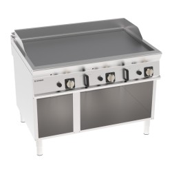 Πλατό FTC12FG9/B Tecno90 120x90x90cm 24kW Αερίου 3 Ζωνών Λείο Χρωμίου Brushed σε Ανοιχτό Ντουλάπι TECNOINOX