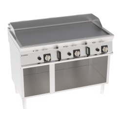Πλατό FTL12FG7/B Tecno74 120x70x90cm 21.6kW Αερίου 3 Ζωνών Λείο Brushed Χρωμίου σε Ανοιχτό Ντουλάπι TECNOINOX
