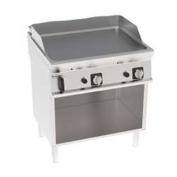 Πλατό FTL8FG7/B Tecno74 80x70x90cm 14kW Αερίου 2 Ζωνών Λείο Brushed Χρωμίου σε Ανοιχτό Ντουλάπι TECNOINOX