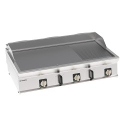 Πλατό FTR12E7B Tecno74 120x70x28cm 11,7kW 380-415V 3N Ηλεκτρικό 3 Ζωνών 1/3 Ραβδωτό Brushed Χρωμίου Επιτραπέζιο TECNOINOX