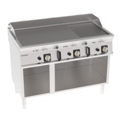 Πλατό FTR12FG7 Tecno74 120x70x90cm 21.6kW Αερίου 3 Ζωνών 1/3 Ραβδωτό σε Ανοιχτό Ντουλάπι TECNOINOX