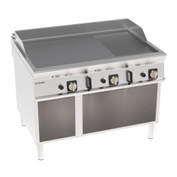 Πλατό FTR12FG9/B Tecno90 120x90x90cm 24kW Αερίου 3 Ζωνών 1/3 Ραβδωτό Χρωμίου Brushed σε Ανοιχτό Ντουλάπι TECNOINOX