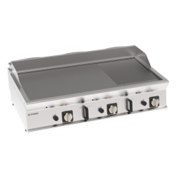 Πλατό FTR12G7 Tecno74 120x70x28cm 21.6kW Αερίου 3 Ζωνών 1/3 Ραβδωτό Επιτραπέζιο TECNOINOX