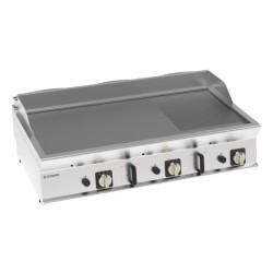 Πλατό FTR12G7/B Tecno74 120x70x28cm 21.6kW Αερίου 3 Ζωνών 1/3 Ραβδωτό Brushed Χρωμίου Επιτραπέζιο TECNOINOX