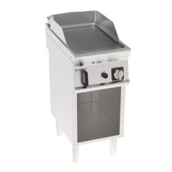 Πλατό FTR4FG7/B Tecno74 40x70x90cm 7kW Αερίου 1 Ζώνης Ραβδωτό Brushed Χρωμίου σε Ανοιχτό Ντουλάπι TECNOINOX
