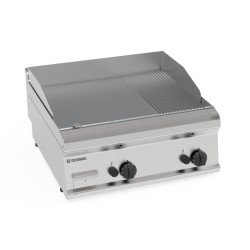Πλατό FTR70G7/B Tecno70 70x70x28cm 14kW Αερίου 2 Ζωνών 1/3 Ραβδωτό Χρωμίου Brushed Επιτραπέζιο TECNOINOX