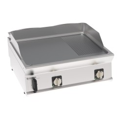 Πλατό FTR8BE7 Tecno74 80x70x28cm 7,8kW 380-415V 3N Ηλεκτρικό 2 Ζωνών 1/3 Ραβδωτό Brushed Χρωμίου Επιτραπέζιο TECNOINOX