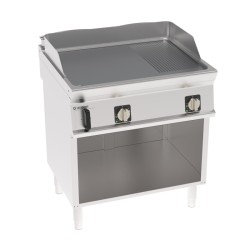 Πλατό FTR8BFE7 Tecno74 80x70x90cm 7,8kW 380-415V 3N Ηλεκτρικό 2 Ζωνών 1/3 Ραβδωτό Brushed Χρωμίου σε Ανοιχτό Ντουλάπι TECNOINOX