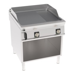 Πλατό FTR8BFE9 Tecno90 80x90x90cm 12kW 380-415V 3N Ηλεκτρικό 2 Ζωνών 1/3 Ραβδωτό Χρωμίου Brushed σε Ανοιχτό Ντουλάπι TECNOINOX