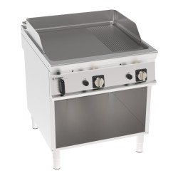 Πλατό FTR8FG9 Tecno90 80x90x90cm 16kW Αερίου 1/3 Ραβδωτό 2 Ζωνών σε Ανοιχτό Ντουλάπι TECNOINOX