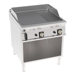 Πλατό FTR8FG9/B Tecno90 80x90x90cm 16kW Αερίου 2 Ζωνών 1/3 Ραβδωτό Χρωμίου Brushed σε Ανοιχτό Ντουλάπι TECNOINOX