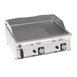 Πλατό FTR8G7/B Tecno74 80x70x28cm 14kW Αερίου 2 Ζωνών 1/3 Ραβδωτό Brushed Χρωμίου Επιτραπέζιο TECNOINOX