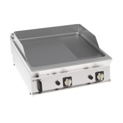 Πλατό FTR8G9/B Tecno90 80x90x28cm 16kW Αερίου 2 Ζωνών 1/3 Ραβδωτό Χρωμίου Brushed Επιτραπέζιο TECNOINOX