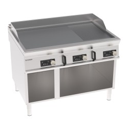 Πλατό FTRD12BFE9 Tecno90 120x90x90cm 18kW Ηλεκτρικό 3 Ζωνών 1/3 Ραβδωτό Χρωμίου Brushed με Ηλεκτρονικό Έλεγχο σε Ανοιχτό Ντουλάπι TECNOINOX