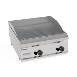 Πλατό FTRR70G7/B Tecno70 70x70x28cm 14kW Αερίου 2 Ζωνών Ραβδωτό Χρωμίου Brushed Επιτραπέζιο TECNOINOX