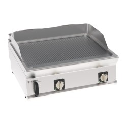 Πλατό FTRR8BE7 Tecno74 80x70x28cm 7,8kW 380-415V 3N Ηλεκτρικό 2 Ζωνών Ραβδωτό Brushed Χρωμίου Επιτραπέζιο TECNOINOX