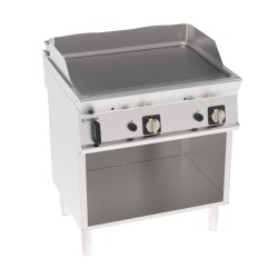 Πλατό FTRR8FG7 Tecno74 80x70x90cm 14kW Αερίου 2 Ζωνών Ραβδωτό σε Ανοιχτό Ντουλάπι TECNOINOX
