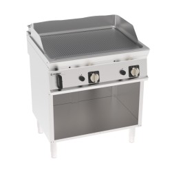 Πλατό FTRR8FG7/B Tecno74 80x70x90cm 14kW Αερίου 2 Ζωνών Ραβδωτό Brushed Χρωμίου σε Ανοιχτό Ντουλάπι TECNOINOX