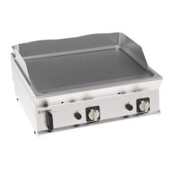 Πλατό FTRR8G7/B Tecno74 80x70x28cm 14kW Αερίου 2 Ζωνών Ραβδωτό Brushed Χρωμίου Επιτραπέζιο TECNOINOX