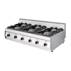 Φλόγιστρο GAS-E600 Σειρά 700 119x70x30(46)cm 38.7kW Αερίου με 6 Καυστήρες Διπλής Καύσης Επιτραπέζιο NORTH