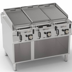 Σχαριέρα GR12FG9T Tecno90 120x90x90cm 30kW Αερίου 3 Ζωνών με Πέτρες Λάβας σε Ανοιχτό Ντουλάπι TECNOINOX