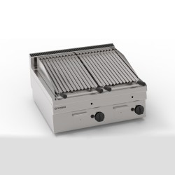 Σχαριέρα GR70G/0 Tecno65 70x65x28cm 13,8kW Αερίου 2 Ζωνών με Πέτρες Λάβας & V Inox Σχάρα Επιτραπέζια TECNOINOX