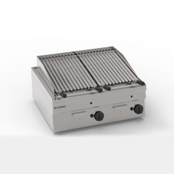 Σχαριέρα GR70G/G6 Tecno60 70x60x30cm 13,8kW Αερίου 2 Ζωνών με Πέτρες Λάβας & V Inox Σχάρα Επιτραπέζια TECNOINOX